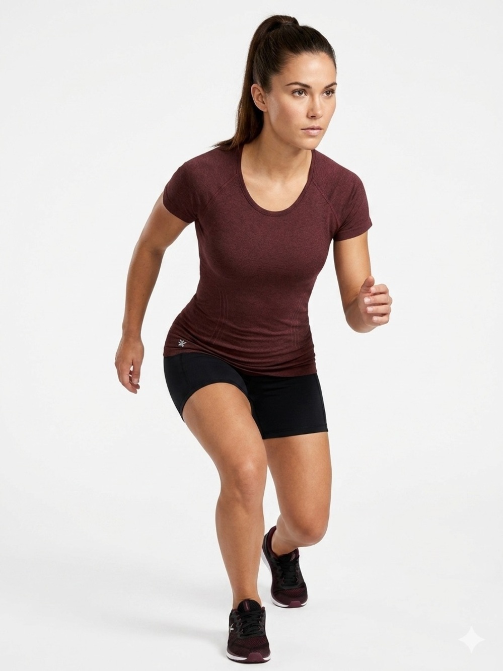 Athleta | Burgundy Short-Sleeve Seamless Crew Active Tee | Sz S - Picture 1 of 6